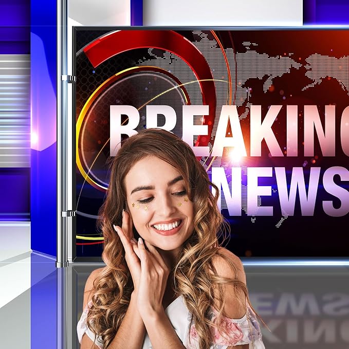 News Broadcast Hall Backdrop Studio TV Breaking News Background News Room Broadcasting Photography Background Program Record News Report Business Newsman Backdrop Kids Portrait Photo Props 15x8ft