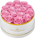 Preserved Roses Forever Flowers Real Roses in a Box Mother's Day Birthday Flowers for Her Mom Women Wife Valentine's Day, 16 Pink Roses