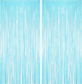 BRAVESHINE Foil Fringe Curtains Backdrop - 2Pcs Pastel Blue Streamers Tinsel Backdrop for Christmas/Winter’s Snowflake/Frozen/Baby/Boy/Under Sea/Shark/Mermaid/Bachelorette/Birthdays Party Decorations