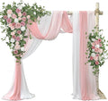 Ting's time Arch Flowers with Drapes Kit (Set of 5)-2Pcs Artificial Floral Swag Arrangement 3Pcs Draping Fabric for Wedding Floral Party Outdoor Decor (Dusty Rose)