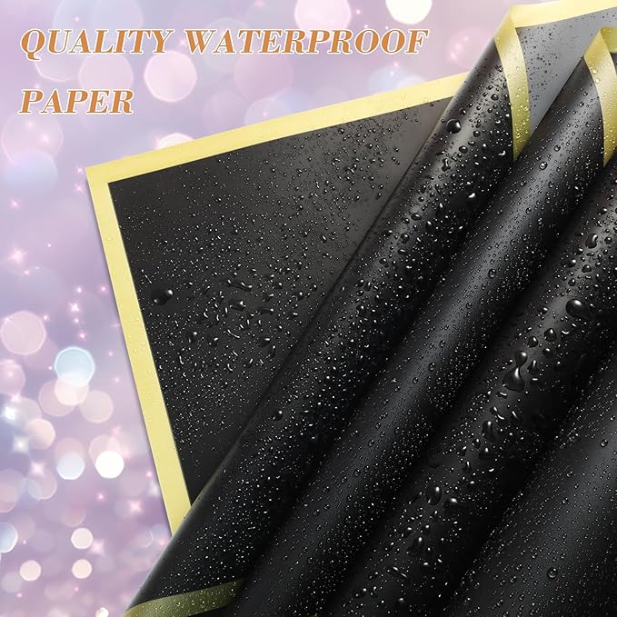 XEUZK 430Pcs Floral Wrapping Paper Kits, &120Sheet Waterproof Floral Paper, RibbonX3 Bamboo SticksX50, Tape Dispenser,Tape X2, Flower PinsX150, ButterfliesX48, CrownsX9, Greeting CardX30 for Wrapping