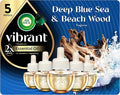 Air Wick Vibrant Plug In Scented Oil Refill,Deep Blue Sea & Beach Wood, 5 ct