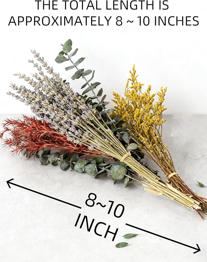WILD AUTUMN 12 Kind Dried Flowers Set - Including Lavender, Eucalyptus, Wheat, Bunny Tails, Handmade for DIY Crafts, Vase Decor, Wedding/Home/Birthday/Seasonal Decor