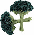 30pcs Roses Artificial Flowers Peacock Green Roses Flowers with Long Stems Silk Flowers for Wedding Bouquet Centerpices Decorations Party Bridal Baby Shower Home Décor Fake Roses