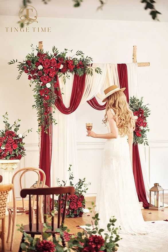 TINGE TIME Artificial Arch Flowers Kit Pack of 5, Wedding Decorations for Reception with Hanging Flowers, Wedding Arch Silk Floral Arrangements Ceremony Backdrop Bridal Shower Outdoor Party Decor