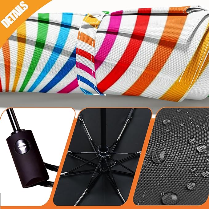 Small Compact Travel Automatic Folding Umbrella for Women, Portable Lightweight, Rain, Wind, UV Sun Shade
