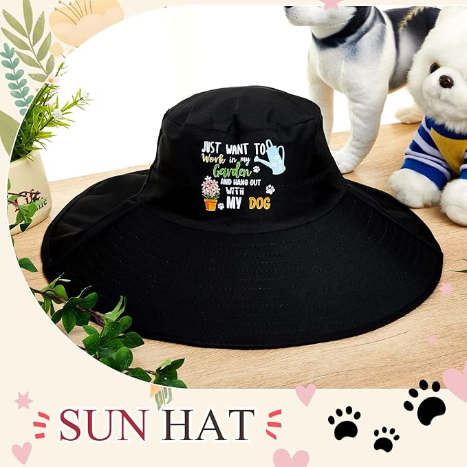 Garden Hats for Women Gardener Gifts Sun Protection Wide Brim Embroidered Hat with Neck Flap for Christmas Birthday