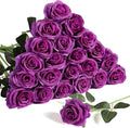 Nubry 24pcs Artificial Silk Roses Bulk,Fake Roses Flower with Stems Realistic Flowers for Wedding Centerpiece Home Party Decor(Purple)