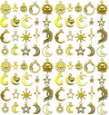 WOCRAFT 60pcs Antique Gold Sun Moon Star Charms Bracelet Charms for Jewelry Making Sets DIY Necklace Bracelet Keychain Crafting Charms Kit Craft Supplies (SN834)