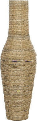 Deco 79 Faux Seagrass Handmade Tall Woven Floor Vase, 14" x 14" x 44", Brown