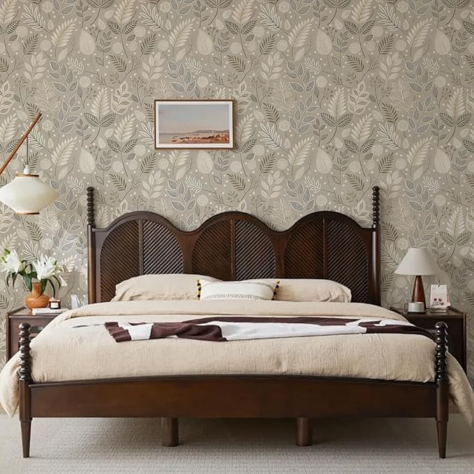Gray Leaf Peel and Stick Wallpaper Grey White Floral Contact Paper Easy Peel Off Self-Adhesive Removable Stick on Wall Paper for Kitchen Cabinet Drawer 17.71" X 118.1"