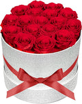 17 Red Flowers in Glitter Box, Birthday Gifts for Women, Preserved Flowers, Mothers Day Roses Gift for Mom
