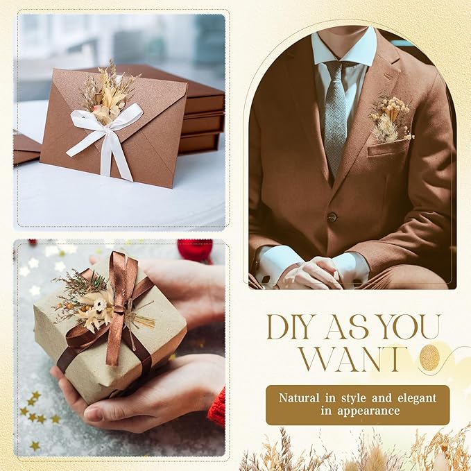 Layhit 12 Pack Boho Dried Flower Bouquet Mini Wedding Handmade Dry Flowers Decor for Vase Crafts DIY Photo Boutonniere for Men Floral Plant for Bridesmaid Gift Birthday Decor(Rustic)