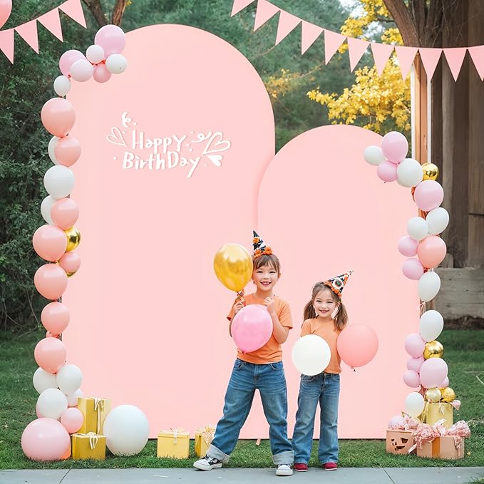 6.6FT Dusty Rose Arch Cover - Polyester Fitted Wedding Arch Stand Covers Round Top Chiara Arch Backdrop Cover for Birthday Party Banquet Photo Background Decoration
