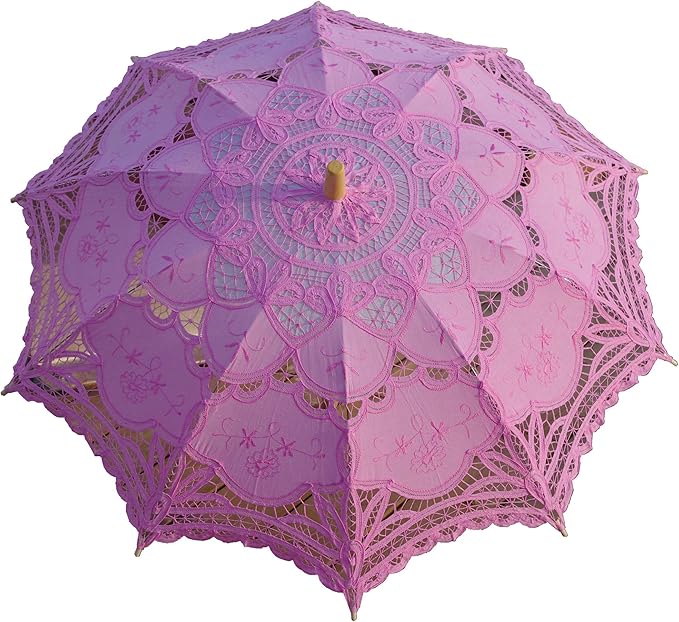 Handmade Pink Lace Parasol Umbrella Wedding Bridal 30 Inch Adult Size
