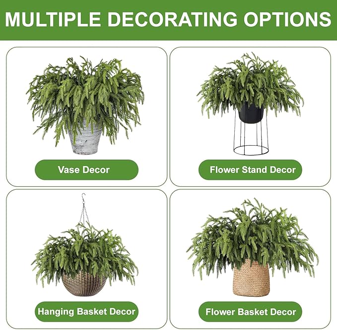 Artgar 12 Pcs Pine Branches - 18 Inch Artificial Green Pine Stem - Real Touch Christmas Greenery Pines Branches for DIY Flower Arrangement Home Indoor Christmas Decor