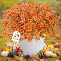 20 Bundles Realistic Artificial Fall Flowers for Outdoors, UV Resistant Autumn No Fade Fake Fall Flowers, Look Real for Farmhouse Thanksgiving Halloween Home Garden Front Porch Decor(Orange)