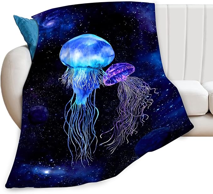 Jellyfish Gifts for Girls & Women - Soft, Warm & Cozy Fleece Throw Blanket for Kids & Adults - 50"x60"
