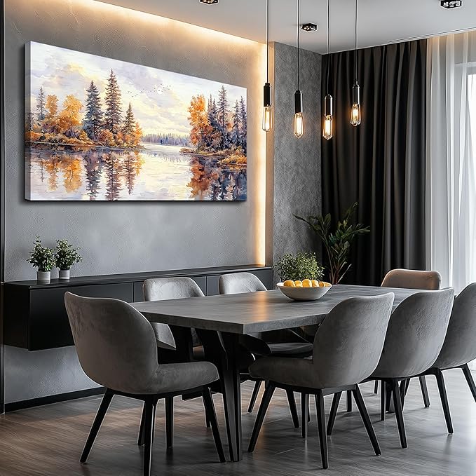 PHAOHUAXM Large Natural Landscape Wall Art For Dining Room Apartment Abstract Ink Landscape Painting Wall Decoration Living Room Bedroom Office Artwork Pictures Home Decoration Aesthetics 30x60 In