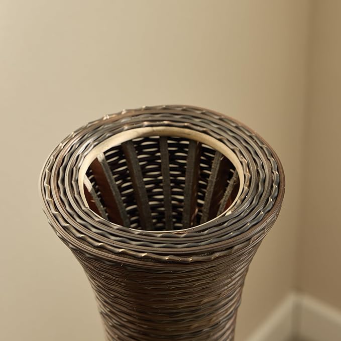 Large Hand-Woven PVC Rattan Look Floor Vase, 39.37 Inch Tall Home Decor Floor Vase for Fake Flower Dried, Farmhouse Decorative Flower Holder for Living Room, Bedroom, Dining Room, Entryway, Hallway