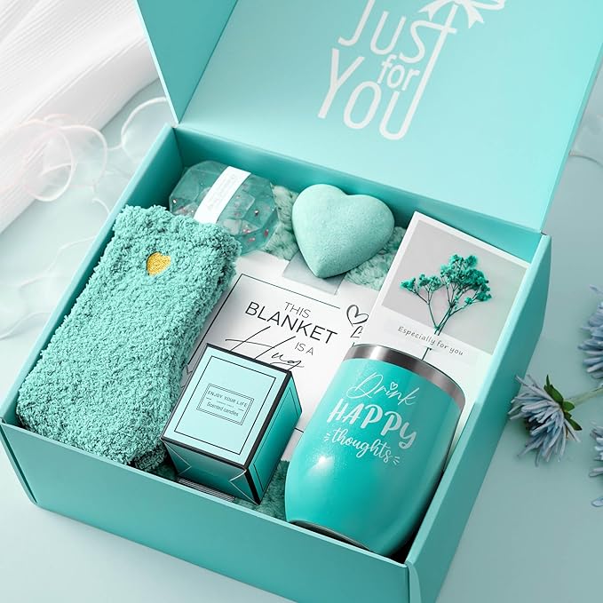 for Women, Get Well Soon Gifts Self Care Gifts, Gardenia Spa Gift Basket Care Package with Blanket, Birthday Valentines for Mom Wife Girlfriend Best Friend Her