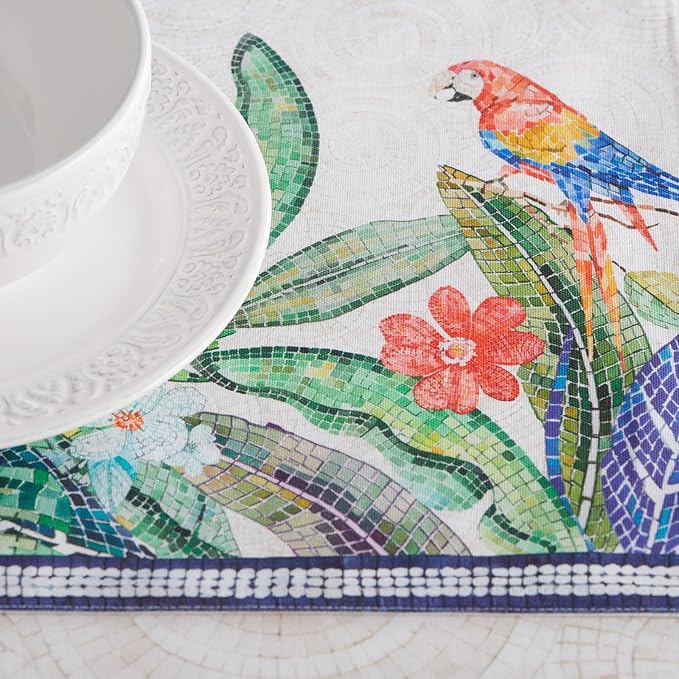 Maison d' Hermine Placemats 100% Combed Cotton Premium Set of 4 Dinner Placemat, Decorative Washable Cloth Placemat, Dining, Buffet Parties & Camping - Mosaic (13"x19")