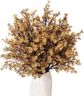 15PCS Artificial Baby Breath Flowers Fake Silk Real Touch DIY Floral Bouquets Decor Wedding Party Decoration Arrangements-Gold