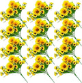 ZEYGLXC 12 Pack Artificial Sunflowers Bouquets with Stems for Wedding Home Kitchen Table Birthday Decor Indoor Outdoor, Faux Sunflowers with 4 Big Sunflowers Heads 9 Small Sunflowers Heads