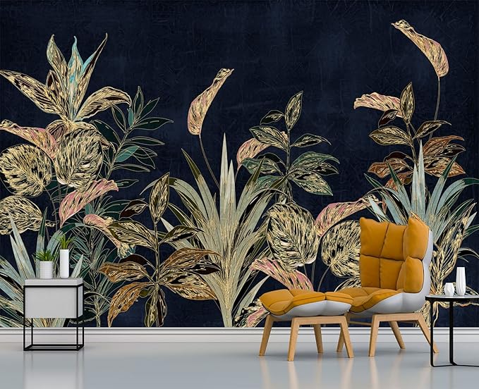 Tropical Plant Flowers and Leaves Wallpaper for Bedroom 103" x 69"