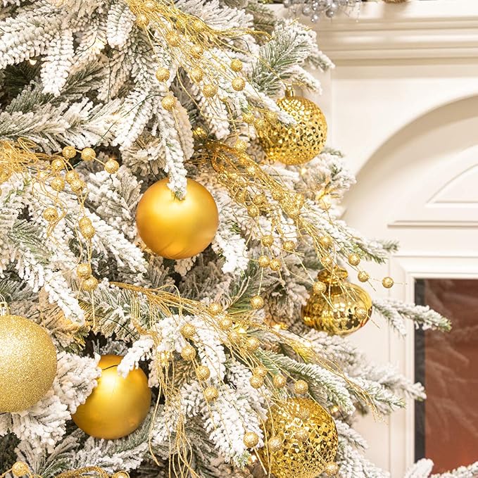 KI Store Gold Christmas Tree Picks Sprays Set of 20 Glittered Twigs Decor for Christmas Tree Decoration Wreath Garland Floral Arrangement