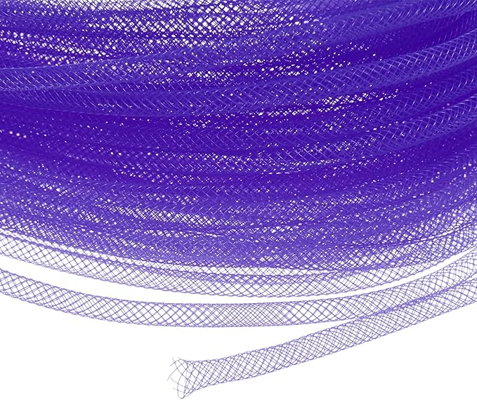 Mesh Tube Ribbon 45 Yards, 4mm Elastic Fabric Ribbons Mesh Tubing for Crafts/Gift Wrapping/Flower Bouquets/Wedding/Birthday/Holiday/Wreaths Christmas/Decoration[Dark Purple]