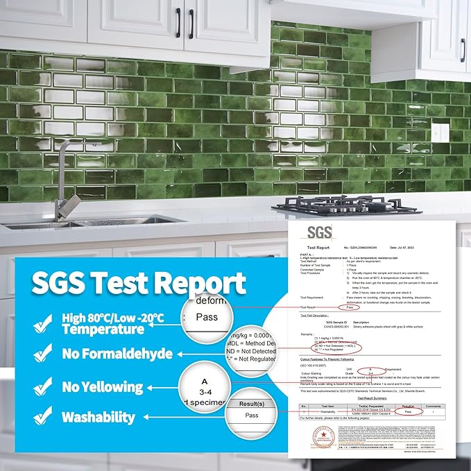 Art3d 10-Sheet Kitchen Backsplash Tiles Peel and Stick, Self Adhesive Wall Tile Sticker for Kitchen Island Bathroom Laundry Room RV Renter 12" x 12" - Jade Green