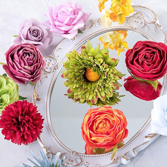ASTRYAS 38Pcs Colorful Artificial Flowers Combo Box, Fake Silk Rainbow Flowers Faux Floral Arrangement for Christmas DIY Wedding Bridal Bouquets Baby Showers Table Centerpieces Home Decoration