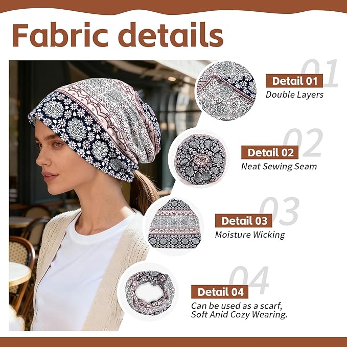 Women's Slouchy Beanie Hat Chemo Caps Cancer Headwear Hats Turban Baggy Sleeping Cap Boho Hats