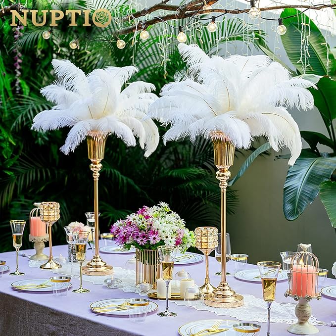 NUPTIO Flower Vase Centerpiece Wedding: 10 Pcs 26.7" Tall Gold Stand Metal Trumpet Vases for Wedding Party Table Decoartions