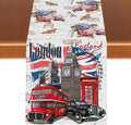 British Table Runner, Seasonal Vintage Floral England London Culture Element Coffee Table Center Decor for Home Kitchen Dining Patio Holiday Party Table Decorations 13x72 inches