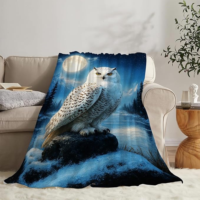 Owl Blanket Cute Owl Throw Blanket Soft Cozy Fleece Fuzzy Stuffed Plush Flannel Gifts for Girls Women Boys Kids Adults 40''x50''
