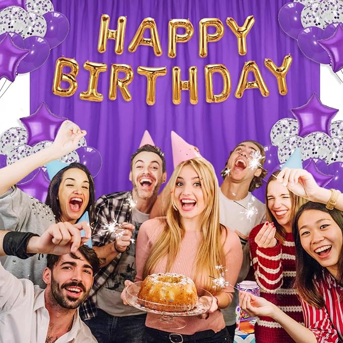 10 x 10 Feet Purple Backdrop Curtain for Partie, Background Curtains for Photoshoot, Birthday, Wedding, Halloween, Thanksgiving, Christmas, New Year Party Decorations 5Ft x 10Ft, 2 Panels