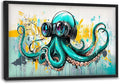 Ocean Octopus Large Wall Art Nautical Pictures Wall Decor Green Canvas Octopus Print Painting Modern Artwork Home Decoration for Living Room Bathroom Bedroom Office Framed 36"x24"