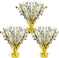 Crowye 3 Pieces Metallic Foil Spray Centerpiece Christmas Party Star Table Decoration Burst Centerpieces Fall Table Decor for Birthday New Year 2026 Party Holiday(Black Gold)