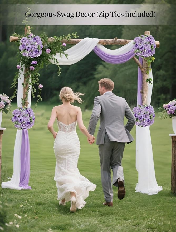 BLOSMON Peony Flower Balls Centerpieces: 2pc 9.5 Inch Lilac Fake Peony Floral Arrangement Bouquet Wedding Dinning Table Decoration Easy Use Artificial Silk Kissing Ball Home Party Decor