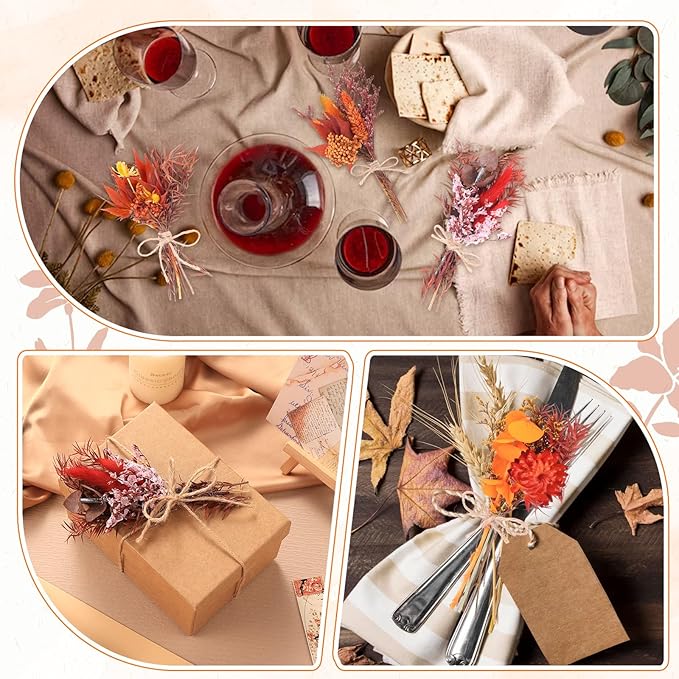 10 Pack Fall Decor Dried Flowers Bouquets Burnt Orange Flowers with Stems Natural Dried Flowers for Small Vase Fall Decorations for Home Floral Arrangement for Autumn Harvest Thanksgiving Table Decor