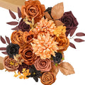 Serwalin Artificial Orange & Black Flowers, Silk Fake Flowers for DIY Wedding Bouquets Cake Flower, Harvest Table Centerpieces Birthday Party Home Halloween Decorations