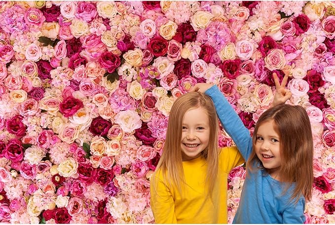 7x5ft Roses Flowers Backdrop Valentine's Day Pink Red Rose Photography Background Various Floral Roses Backdrop for Anniversary Birthday Wedding Baby Shower Children Adults Photo Prop Backgrounds