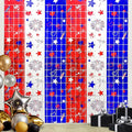 4th of July Decorations, 2 Packs 3.3x6.6ft 4th of July Photo Backdrop Streamer，Red White and Blue Tinsel Foil Fringe Curtains for Independence Day, America Patriotic, Memorial Day, Labor Day