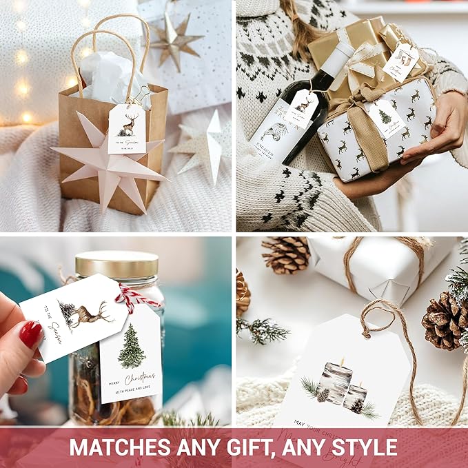 Christmas Gift Tags Stickers and String (Woodland Christmas Gift Tags)