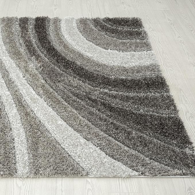 LUXE WEAVERS Lantanas Collection 7070 Grey 5x7 Modern Shag Geometric Area Rug