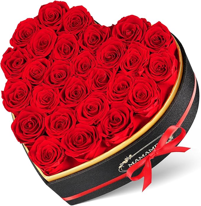 27 Preserved Roses in Heart Shape Gift Box for Her - Forever Flowers for Delivery, Eternal Rose Mothers Gifts for Mom, Wife Anniversary Birthday Gifts for Women, Red