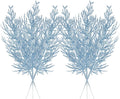 Christmas Glitter Stems 24pcs Artificial Pine Tree Picks for Christmas Tree Ornaments fillers, DIY Xmas Wreath, Crafts, Garland, Holiday, Party, Wedding and Home Decoration (Light Blue)