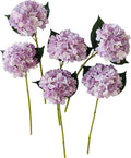 Light Purple Hydrangea Artificial Flowers,6 Pcs Faux Hydrangea Flowers,Artificial Hydrangeas Flowers with Stems,Fake Hydrangeas,Purple Silk Hydrangea Flower with Stem for Home Decor (6, Light Purple)
